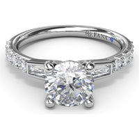 Engagement Ring Setting with Tapered Baguette and Pavé Diamonds by Fana - 0.58 Carat Total Diamond Weight