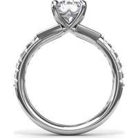 Engagement Ring Setting with Tapered Baguette and Pavé Diamonds by Fana - 0.58 Carat Total Diamond Weight