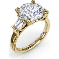 Engagement Ring Setting with Tapered Baguette Diamond Side Stones - 0.28 Carat Total Side Stone Weight by Fana