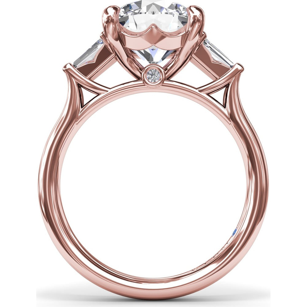 Engagement Ring Setting with Tapered Baguette Diamond Side Stones - 0.28 Carat Total Side Stone Weight by Fana