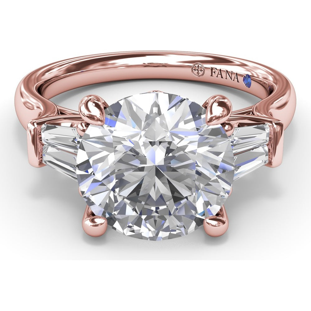 Engagement Ring Setting with Tapered Baguette Diamond Side Stones - 0.28 Carat Total Side Stone Weight by Fana
