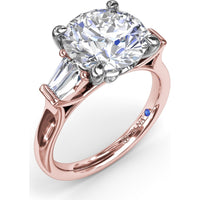 Engagement Ring Setting with Tapered Baguette Diamond Side Stones - 0.28 Carat Total Side Stone Weight by Fana