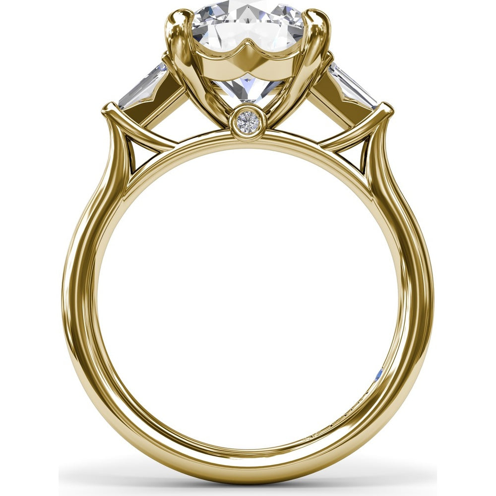 Engagement Ring Setting with Tapered Baguette Diamond Side Stones - 0.28 Carat Total Side Stone Weight by Fana