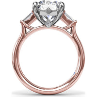 Engagement Ring Setting with Tapered Baguette Diamond Side Stones - 0.28 Carat Total Side Stone Weight by Fana