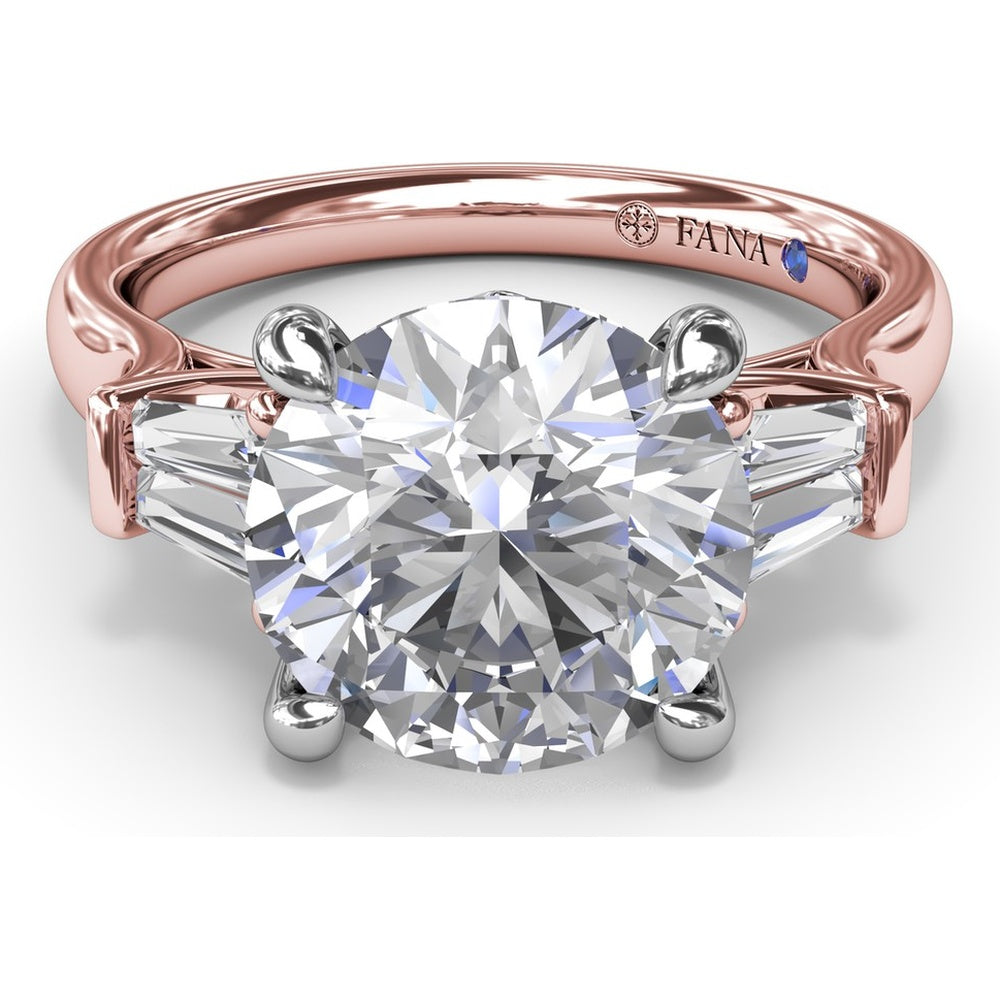 Engagement Ring Setting with Tapered Baguette Diamond Side Stones - 0.28 Carat Total Side Stone Weight by Fana