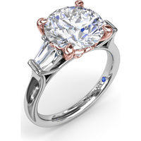 Engagement Ring Setting with Tapered Baguette Diamond Side Stones - 0.28 Carat Total Side Stone Weight by Fana