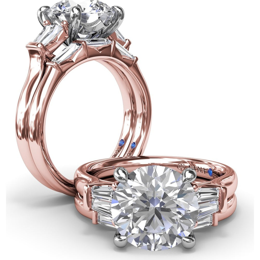 Engagement Ring Setting with Tapered Baguette Diamond Side Stones - 0.28 Carat Total Side Stone Weight by Fana
