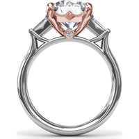 Engagement Ring Setting with Tapered Baguette Diamond Side Stones - 0.28 Carat Total Side Stone Weight by Fana