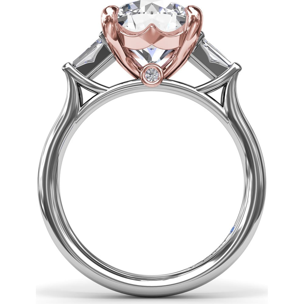 Engagement Ring Setting with Tapered Baguette Diamond Side Stones - 0.28 Carat Total Side Stone Weight by Fana