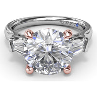 Engagement Ring Setting with Tapered Baguette Diamond Side Stones - 0.28 Carat Total Side Stone Weight by Fana