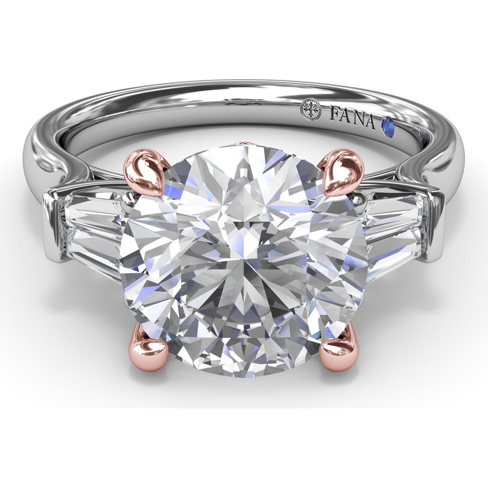 Engagement Ring Setting with Tapered Baguette Diamond Side Stones - 0.28 Carat Total Side Stone Weight by Fana