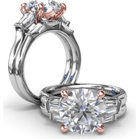 Engagement Ring Setting with Tapered Baguette Diamond Side Stones - 0.28 Carat Total Side Stone Weight by Fana