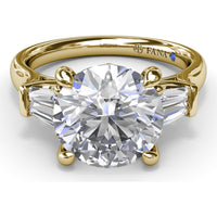 Engagement Ring Setting with Tapered Baguette Diamond Side Stones - 0.28 Carat Total Side Stone Weight by Fana