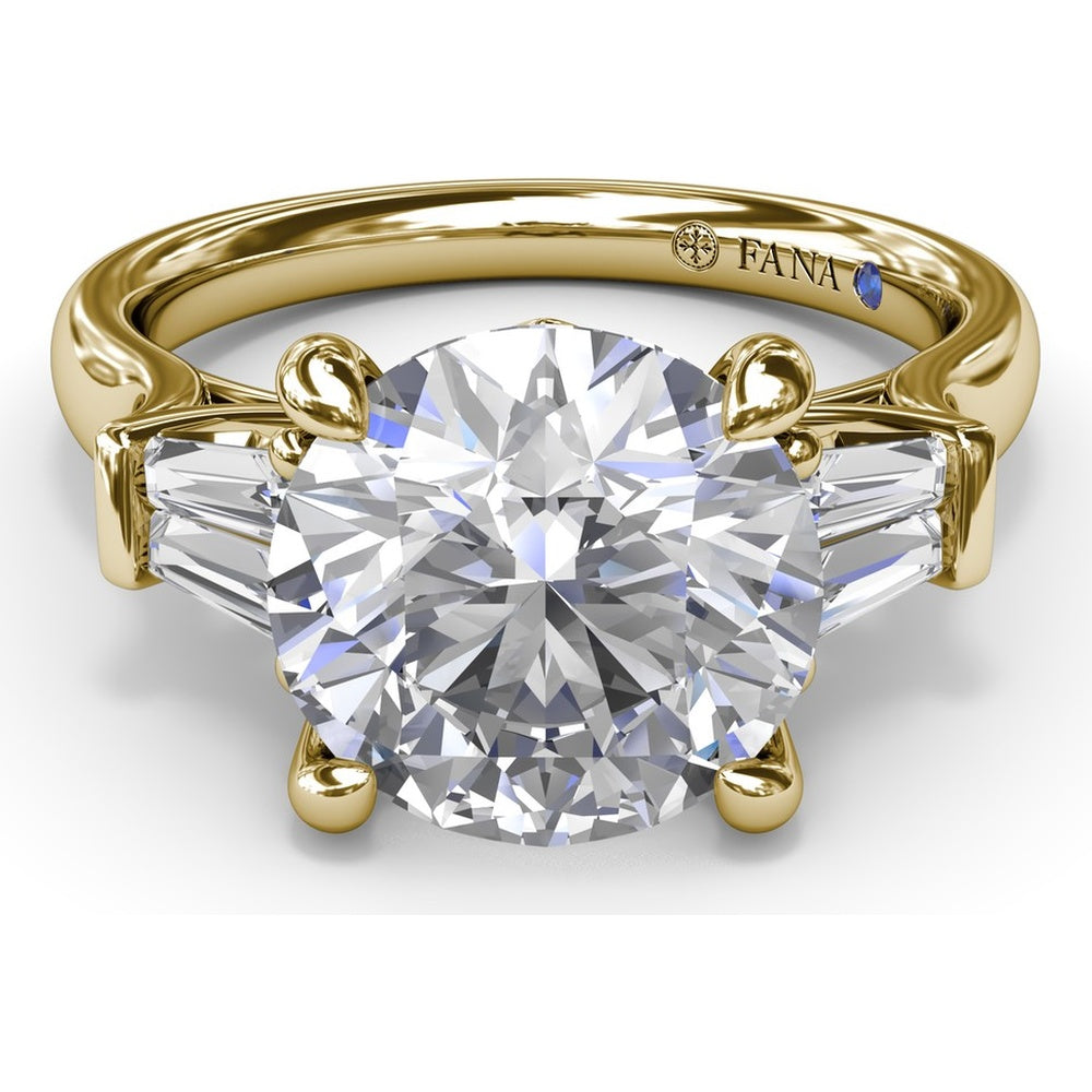 Engagement Ring Setting with Tapered Baguette Diamond Side Stones - 0.28 Carat Total Side Stone Weight by Fana