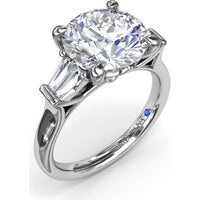 Engagement Ring Setting with Tapered Baguette Diamond Side Stones - 0.28 Carat Total Side Stone Weight by Fana