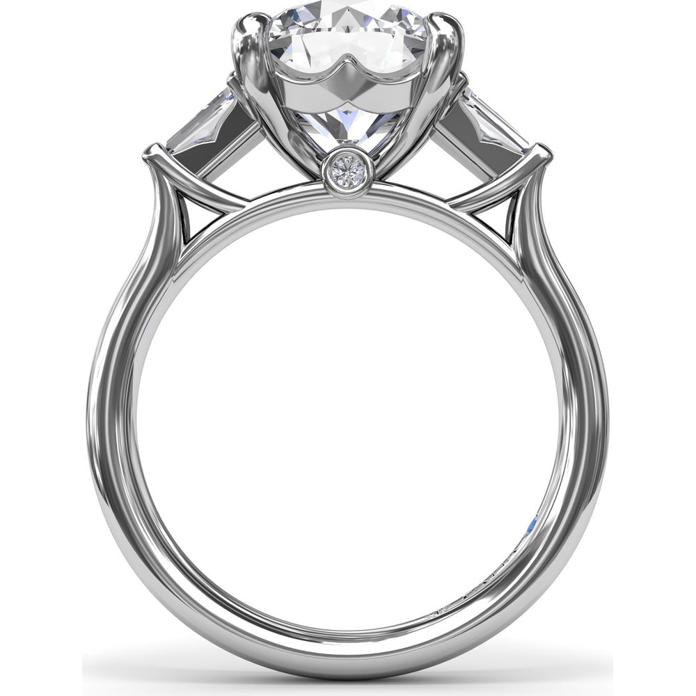 Engagement Ring Setting with Tapered Baguette Diamond Side Stones - 0.28 Carat Total Side Stone Weight by Fana