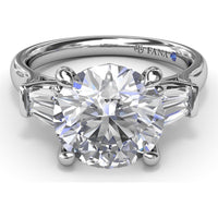 Engagement Ring Setting with Tapered Baguette Diamond Side Stones - 0.28 Carat Total Side Stone Weight by Fana