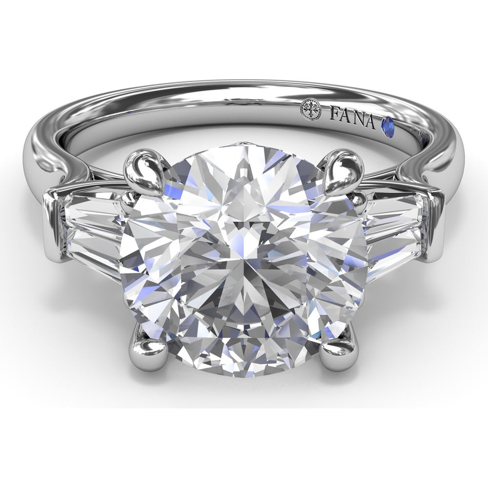 Engagement Ring Setting with Tapered Baguette Diamond Side Stones - 0.28 Carat Total Side Stone Weight by Fana