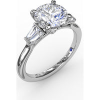 Engagement Ring Setting with Tapered Baguette Diamonds and Peek-a-Boo Diamond by Fana - 0.32 Carat Total Diamond Weight