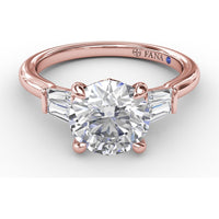 Engagement Ring Setting with Tapered Baguette Diamonds and Peek-a-Boo Diamond by Fana - 0.32 Carat Total Diamond Weight
