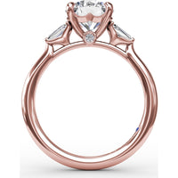 Engagement Ring Setting with Tapered Baguette Diamonds and Peek-a-Boo Diamond by Fana - 0.32 Carat Total Diamond Weight