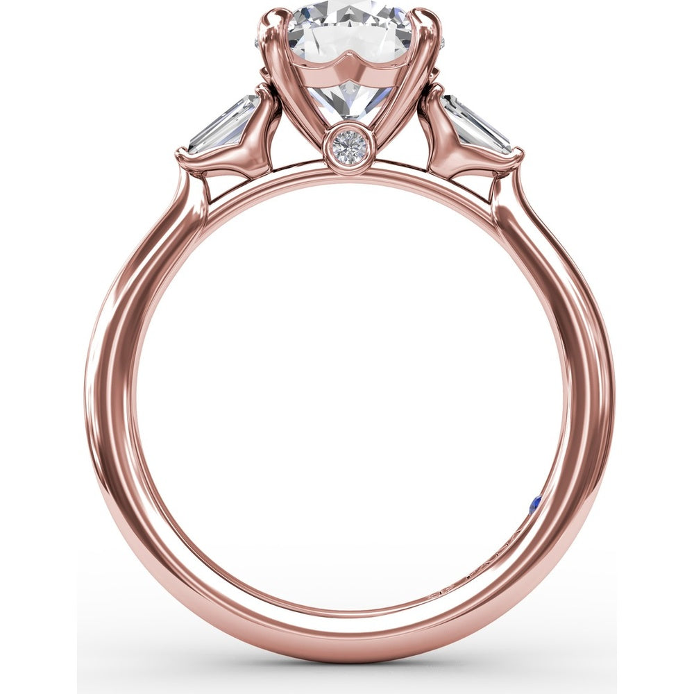 Engagement Ring Setting with Tapered Baguette Diamonds and Peek-a-Boo Diamond by Fana - 0.32 Carat Total Diamond Weight