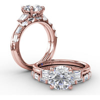 Engagement Ring Setting with Tapered Baguette Diamonds and Peek-a-Boo Diamond by Fana - 0.32 Carat Total Diamond Weight