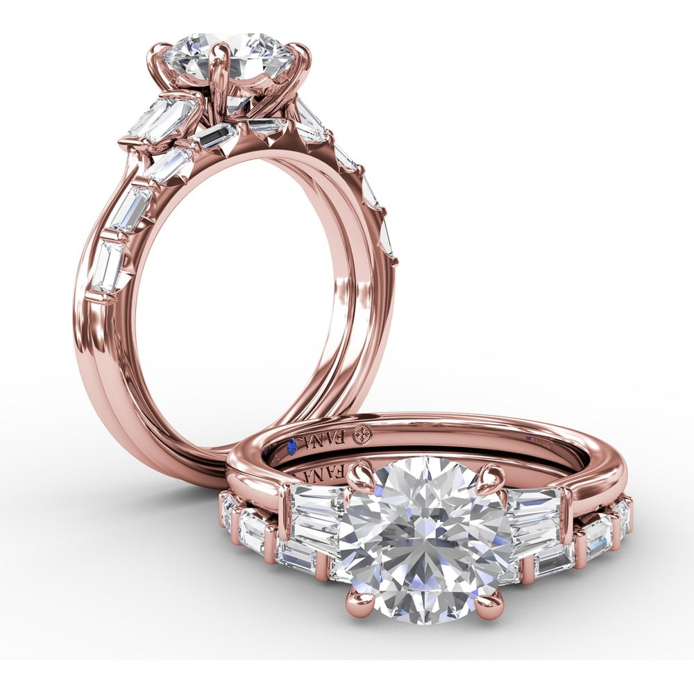 Engagement Ring Setting with Tapered Baguette Diamonds and Peek-a-Boo Diamond by Fana - 0.32 Carat Total Diamond Weight