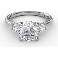Engagement Ring Setting with Tapered Baguette Diamonds and Peek-a-Boo Diamond by Fana - 0.32 Carat Total Diamond Weight
