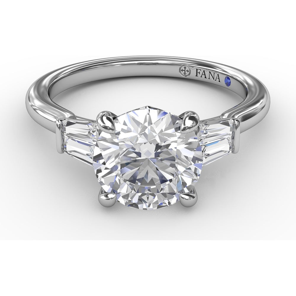 Engagement Ring Setting with Tapered Baguette Diamonds and Peek-a-Boo Diamond by Fana - 0.32 Carat Total Diamond Weight