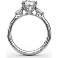 Engagement Ring Setting with Tapered Baguette Diamonds and Peek-a-Boo Diamond by Fana - 0.32 Carat Total Diamond Weight