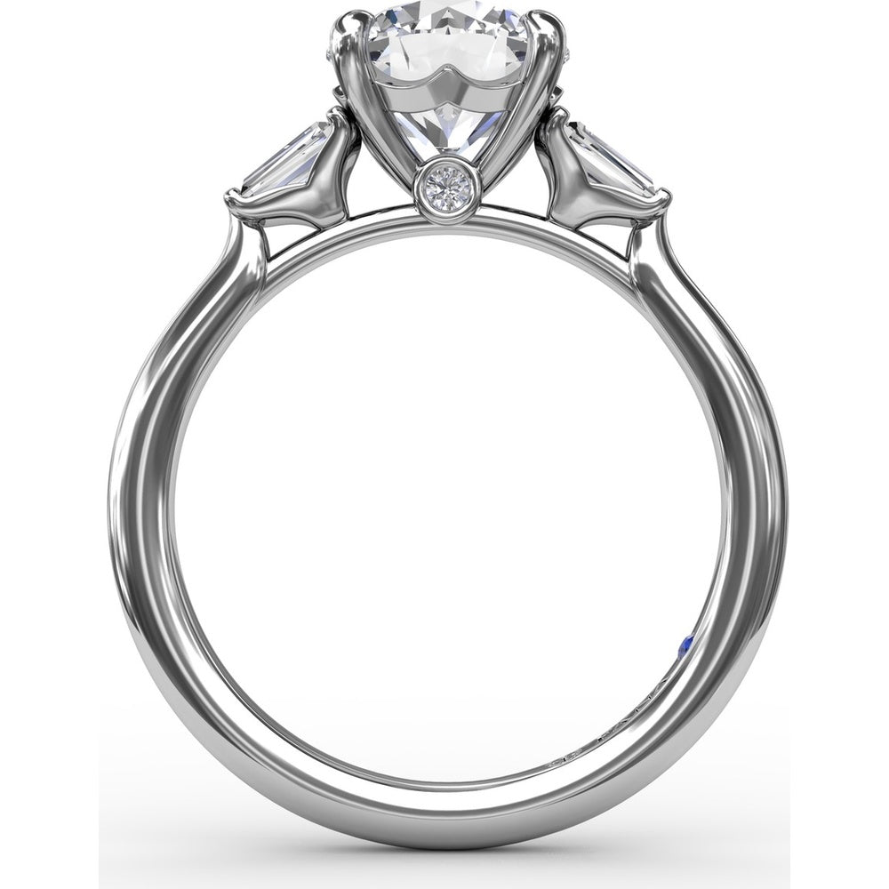 Engagement Ring Setting with Tapered Baguette Diamonds and Peek-a-Boo Diamond by Fana - 0.32 Carat Total Diamond Weight
