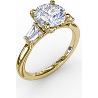 Engagement Ring Setting with Tapered Baguette Diamonds and Peek-a-Boo Diamond by Fana - 0.32 Carat Total Diamond Weight