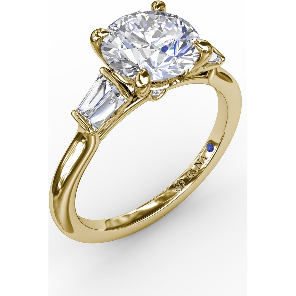Engagement Ring Setting with Tapered Baguette Diamonds and Peek-a-Boo Diamond by Fana - 0.32 Carat Total Diamond Weight