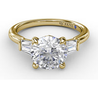 Engagement Ring Setting with Tapered Baguette Diamonds and Peek-a-Boo Diamond by Fana - 0.32 Carat Total Diamond Weight