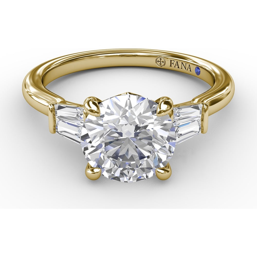 Engagement Ring Setting with Tapered Baguette Diamonds and Peek-a-Boo Diamond by Fana - 0.32 Carat Total Diamond Weight