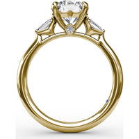 Engagement Ring Setting with Tapered Baguette Diamonds and Peek-a-Boo Diamond by Fana - 0.32 Carat Total Diamond Weight