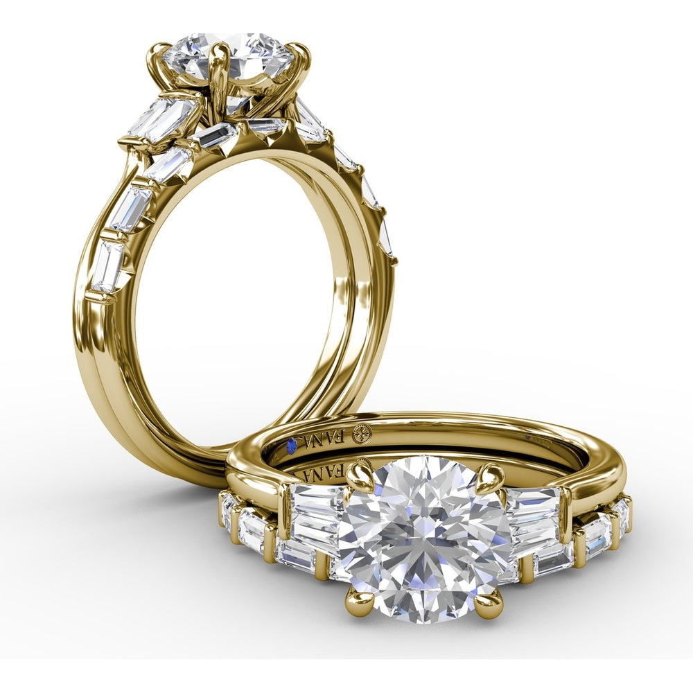 Engagement Ring Setting with Tapered Baguette Diamonds and Peek-a-Boo Diamond by Fana - 0.32 Carat Total Diamond Weight