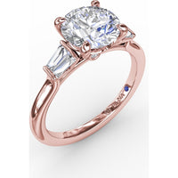 Engagement Ring Setting with Tapered Baguette Diamonds and Peek-a-Boo Diamond by Fana - 0.32 Carat Total Diamond Weight