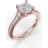 Engagement Ring Setting with Vintage Milgrain Pavé Diamond Band and Hidden Accent by Fana - 0.35 Carat Total Diamond Weight