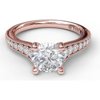 Engagement Ring Setting with Vintage Milgrain Pavé Diamond Band and Hidden Accent by Fana - 0.35 Carat Total Diamond Weight