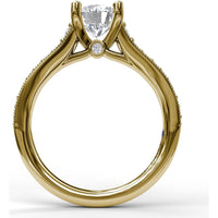 Engagement Ring Setting with Vintage Milgrain Pavé Diamond Band and Hidden Accent by Fana - 0.35 Carat Total Diamond Weight