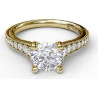 Engagement Ring Setting with Vintage Milgrain Pavé Diamond Band and Hidden Accent by Fana - 0.35 Carat Total Diamond Weight