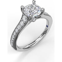Engagement Ring Setting with Vintage Milgrain Pavé Diamond Band and Hidden Accent by Fana - 0.35 Carat Total Diamond Weight