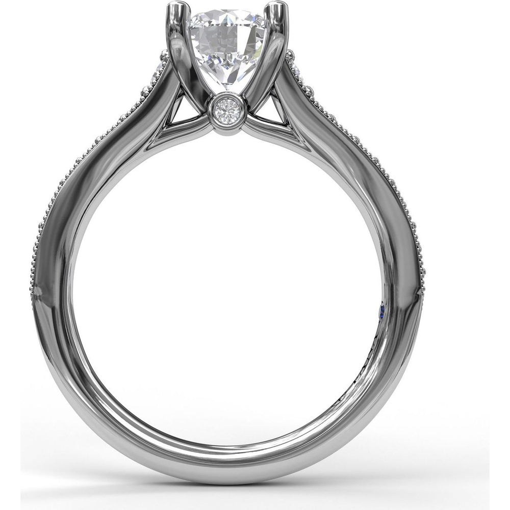 Engagement Ring Setting with Vintage Milgrain Pavé Diamond Band and Hidden Accent by Fana - 0.35 Carat Total Diamond Weight