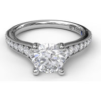 Engagement Ring Setting with Vintage Milgrain Pavé Diamond Band and Hidden Accent by Fana - 0.35 Carat Total Diamond Weight