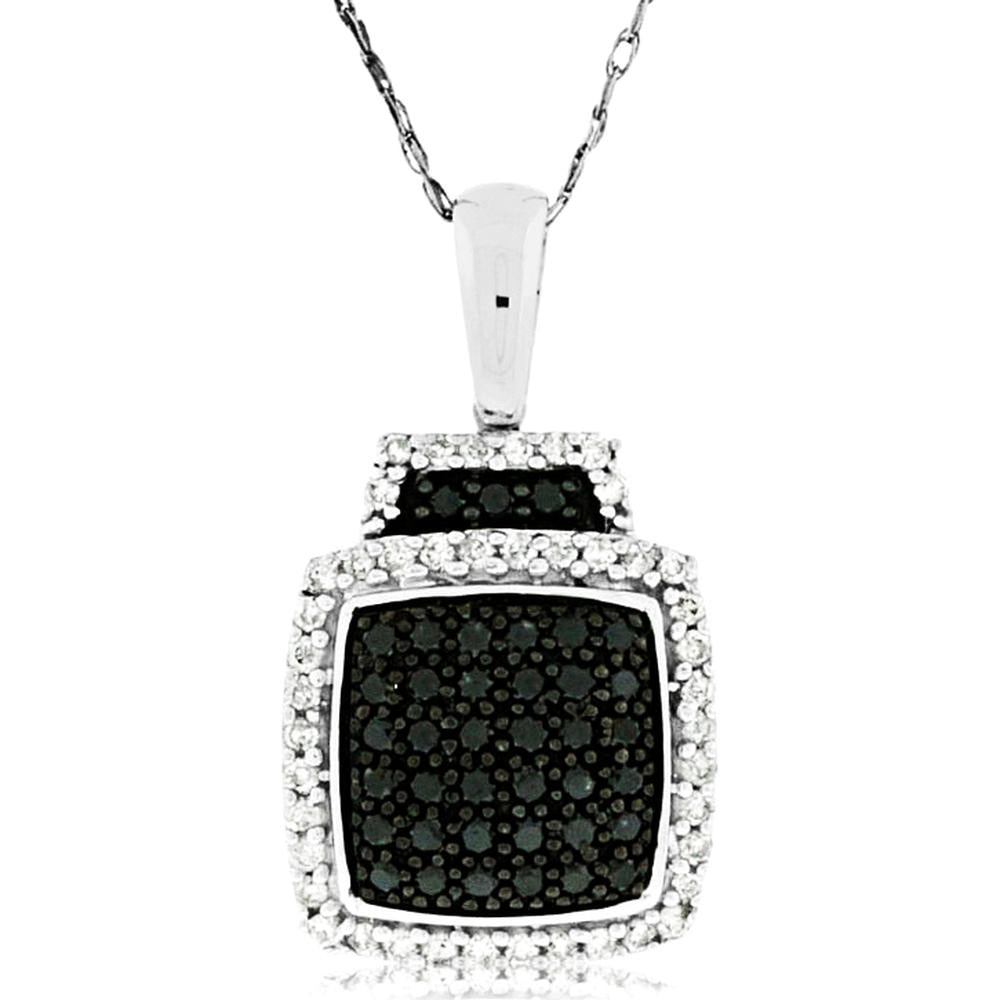 Enigmatic Beauty - 14K White Gold Diamond & Black Diamond Pendant