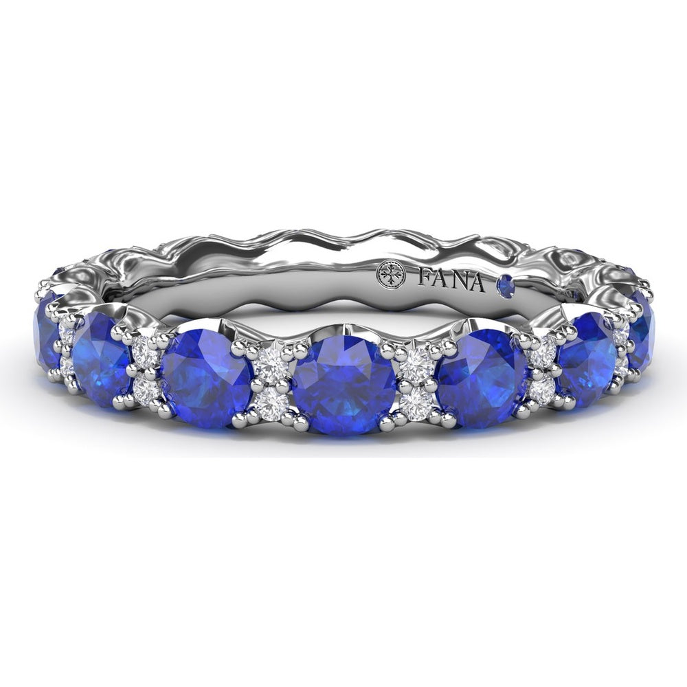 Eternity Band with Round Sapphires and Diamond Accents by Fana - 2.58 Carat Total Gemstone Weight