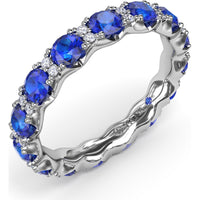 Eternity Band with Round Sapphires and Diamond Accents by Fana - 2.58 Carat Total Gemstone Weight