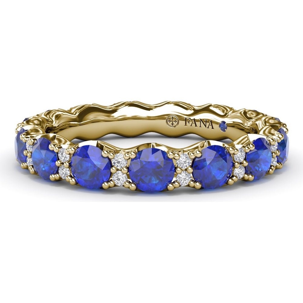 Eternity Band with Round Sapphires and Diamond Accents by Fana - 2.58 Carat Total Gemstone Weight
